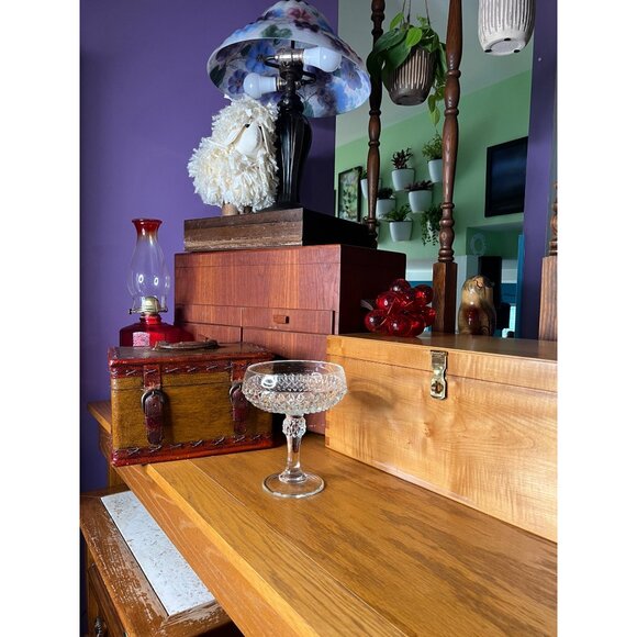 Anchor Hocking Diamond Pointe Compote/Trinket/Candy Dish 7.25" tall 6" in dia. - Picture 6 of 10